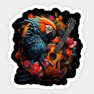 Parrot Playing Guitar Sticker